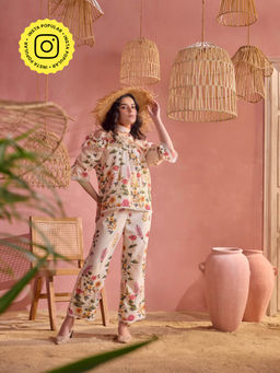 BOHO-CHIC By Sukriti Jain - Dainty Off The Shoulder Top and Pants (Set of 2)