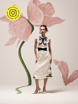 BOHO-CHIC By Sukriti Jain - Monochrome Cutwork Embroidered Midi Dress