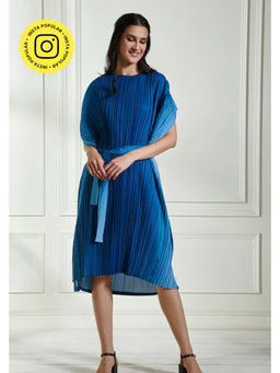 BOHO-CHIC By Sukriti Jain - Blue Ombre Pleated Midi Kaftan Dress