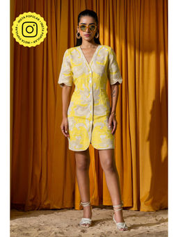 BOHO-CHIC By Sukriti Jain - Yellow Embroidered Waistcoat Dress