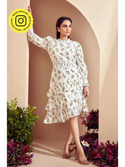 BOHO-CHIC By Sukriti Jain - Grey Dainty Broderie Asymmetrical Dress