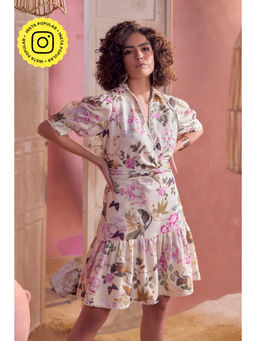 BOHO-CHIC By Sukriti Jain - Beige Dainty Spring Hues Short Dress