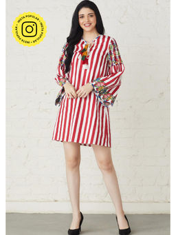 BOHO-CHIC By Sukriti Jain - Red Enchanted Floral Embroidered Dress