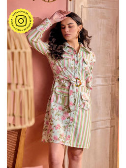 BOHO-CHIC By Sukriti Jain - Green French Riviera Shirt Dress