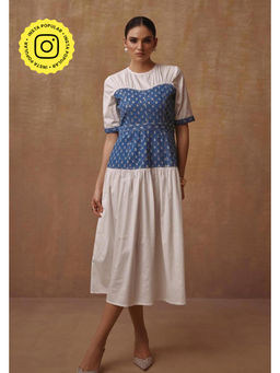 BOHO-CHIC By Sukriti Jain - Blue Metallic Denim Midi Dress
