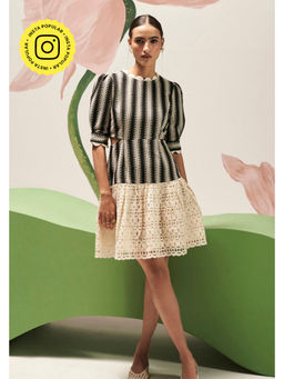BOHO-CHIC By Sukriti Jain - Black Mix And Match Crochet And Eyelet Lace Dress
