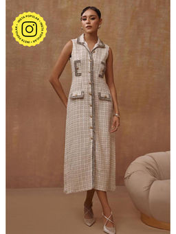 BOHO-CHIC By Sukriti Jain - Cream Nriti Shah In Our Metallic Midi Dress