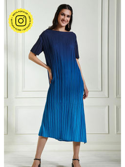 BOHO-CHIC By Sukriti Jain - Blue Ombre Pleated Midi Dress
