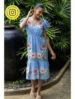 BOHO-CHIC By Sukriti Jain - Blue The Parisian Embroidered Dress