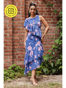 BOHO-CHIC By Sukriti Jain - Blue The Parisian Ruffled Broderie Dress