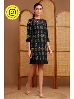 BOHO-CHIC By Sukriti Jain - Black Full Bloom Dolce Embroidered Dress