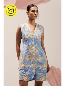 BOHO-CHIC By Sukriti Jain - Blue Pastel Hue Waistcoat Dress
