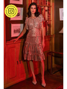 BOHO-CHIC By Sukriti Jain - Cream All About Sparkles and Glimmer Asymmetrical Dress