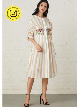BOHO-CHIC By Sukriti Jain - White Floral Embroidered Midi Dress