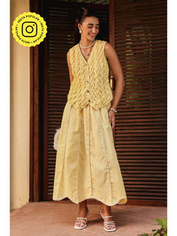 BOHO-CHIC By Sukriti Jain - Yellow Buttercup Waistcoat And Skirt Set