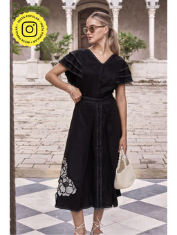 BOHO-CHIC By Sukriti Jain - Black Alia Floral Top And Skirt Set