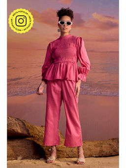 BOHO-CHIC By Sukriti Jain - Pink Cosmos Pink Top And Pant Set