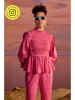 BOHO-CHIC By Sukriti Jain - Pink Cosmos Embroidered Top