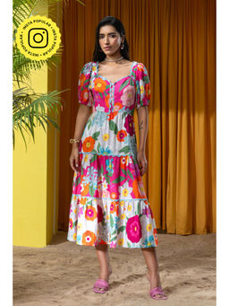 BOHO-CHIC By Sukriti Jain - Pink Vibrant Floral Maxi Dress