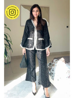 BOHO-CHIC By Sukriti Jain - Black Nriti Shah In Our The Lumiere Tweed Jacket And Pant Set