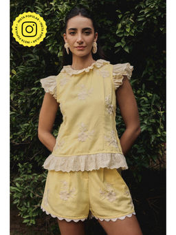 BOHO-CHIC By Sukriti Jain - Buttercup Yellow Top And Shorts Set