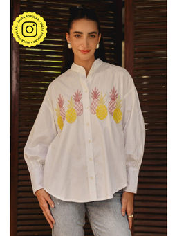 BOHO-CHIC By Sukriti Jain - White Hand Embellished Pinacolada Shirt