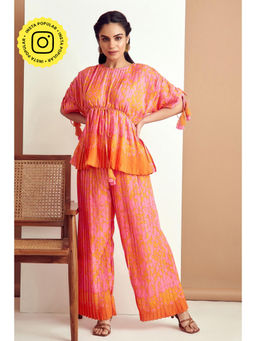 BOHO-CHIC By Sukriti Jain - MultiColour Pleated Top And Pant Set