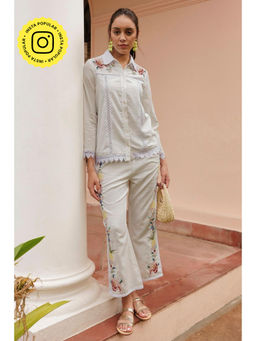 BOHO-CHIC By Sukriti Jain - White Pure Abundance Shirt And Pant Set