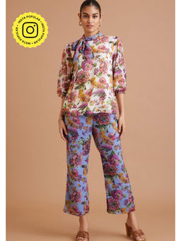 BOHO-CHIC By Sukriti Jain - Purple Hydrangea Top And Pant Set