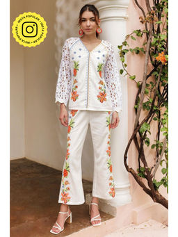 BOHO-CHIC By Sukriti Jain - White Blooming Garden Top And Pant Set
