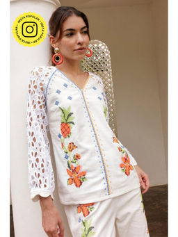BOHO-CHIC By Sukriti Jain - White Blooming Garden Top