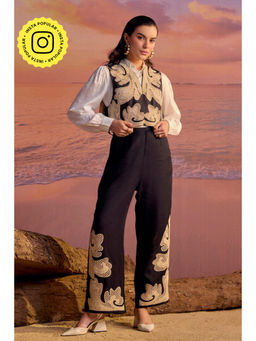 BOHO-CHIC By Sukriti Jain - Black Monochrome Cutwork Embroidered Pants