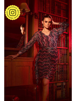 BOHO-CHIC By Sukriti Jain - Red All About Sparkles and Glimmer Mini Skirt