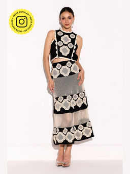 BOHO-CHIC By Sukriti Jain - Honeycomb Flowers Maxi Skirt