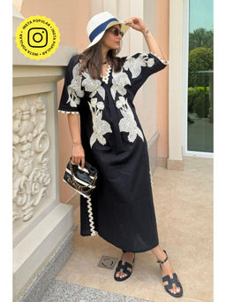 BOHO-CHIC By Sukriti Jain - Black Honeycomb Embroidered Dress