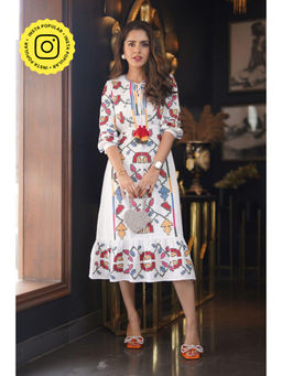 BOHO-CHIC By Sukriti Jain - White Sharnamli In Our The Amour Midi Dress