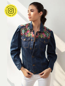 BOHO-CHIC By Sukriti Jain - Enchanted Floral Embroidered Denim Jacket