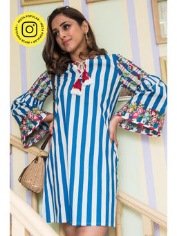 BOHO-CHIC By Sukriti Jain - Blue Enchanted Floral Embroidered Mini Dress