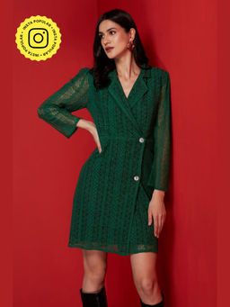 BOHO-CHIC By Sukriti Jain - Green Emerald Lace Mini Dress