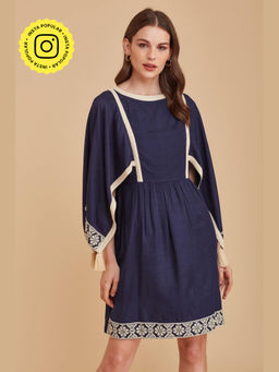 BOHO-CHIC By Sukriti Jain - Blue Flowy Embroidered Mini Dress