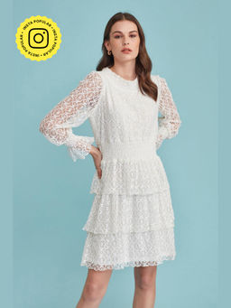 BOHO-CHIC By Sukriti Jain - White Dainty Lace Mini Dress