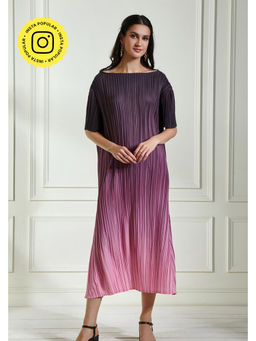 BOHO-CHIC By Sukriti Jain - Purple Ombre Pleated Midi Dress