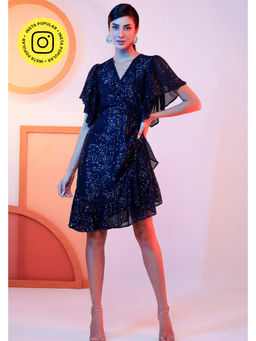 BOHO-CHIC By Sukriti Jain - Blue Flattering Sequin Mini Dress