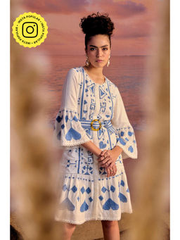 BOHO-CHIC By Sukriti Jain - White Cinque Terre Embroidered Mini Dress