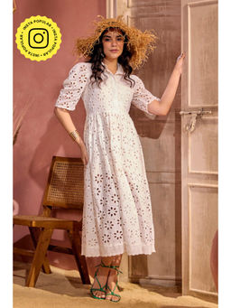 BOHO-CHIC By Sukriti Jain - White Sharnamli In Our Love Cabo Broderie Dress