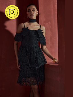 BOHO-CHIC By Sukriti Jain - Black Off The Shoulder Mini Dress
