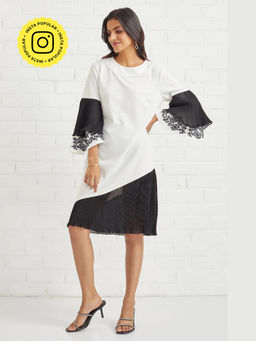 BOHO-CHIC By Sukriti Jain - White Monochrome Embroidered Midi Dress