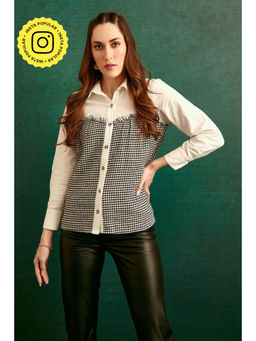 BOHO-CHIC By Sukriti Jain - White Houndstooth Monochrome Shirt