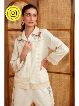 BOHO-CHIC By Sukriti Jain - Beige Pure Abundance Embroidered Shirt