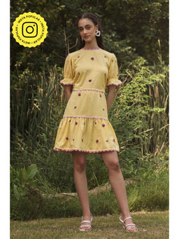 BOHO-CHIC By Sukriti Jain - Yellow The French Knot Mini Dress